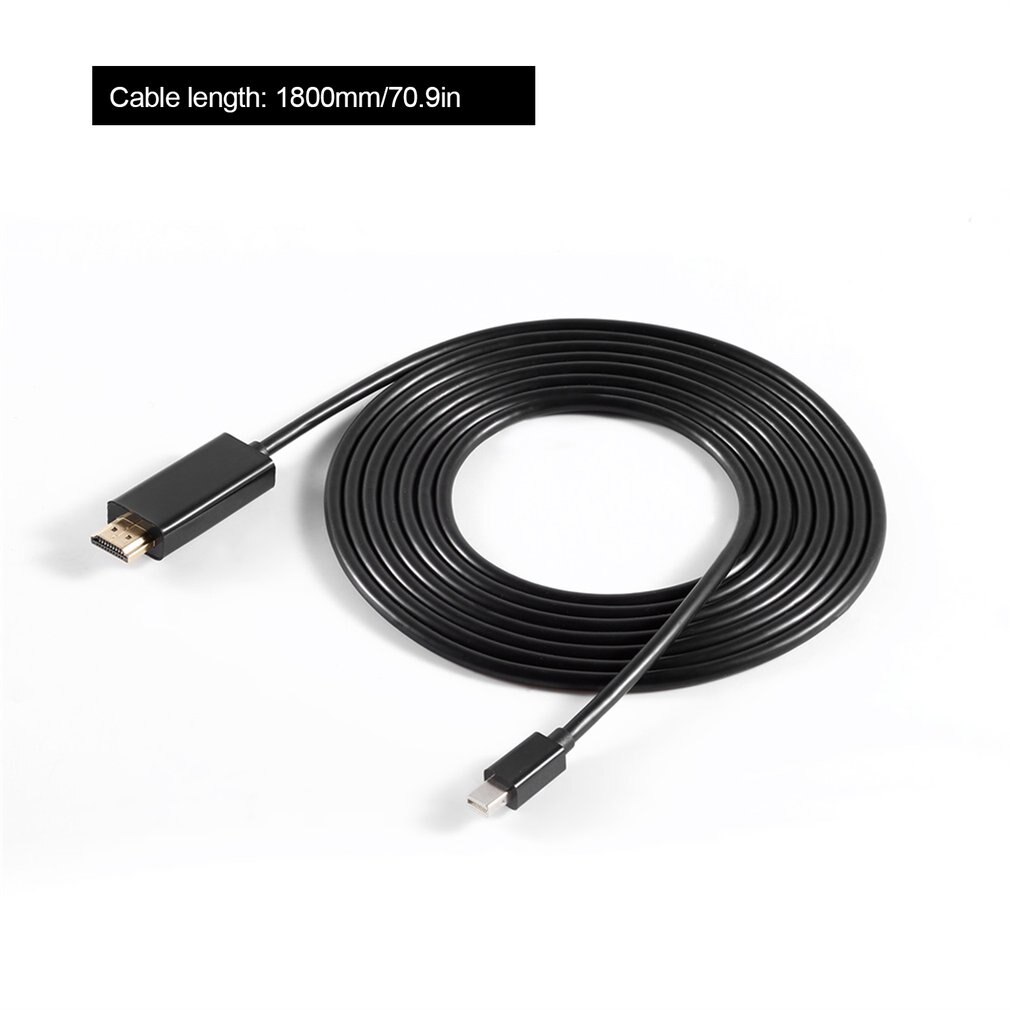 Black 4K Mini DP DisplayPort 1.2 to HDMI Cable 4K with Gold Plated Connector 1.8m 6 Feet Male to Male
