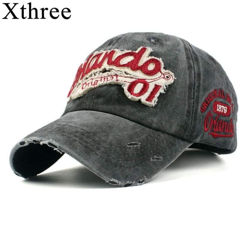 Xthree vasket bomuld retro baseball cap til mænd monteret cap snapback hat til kvinder gorras afslappet casquette broderi brev cap