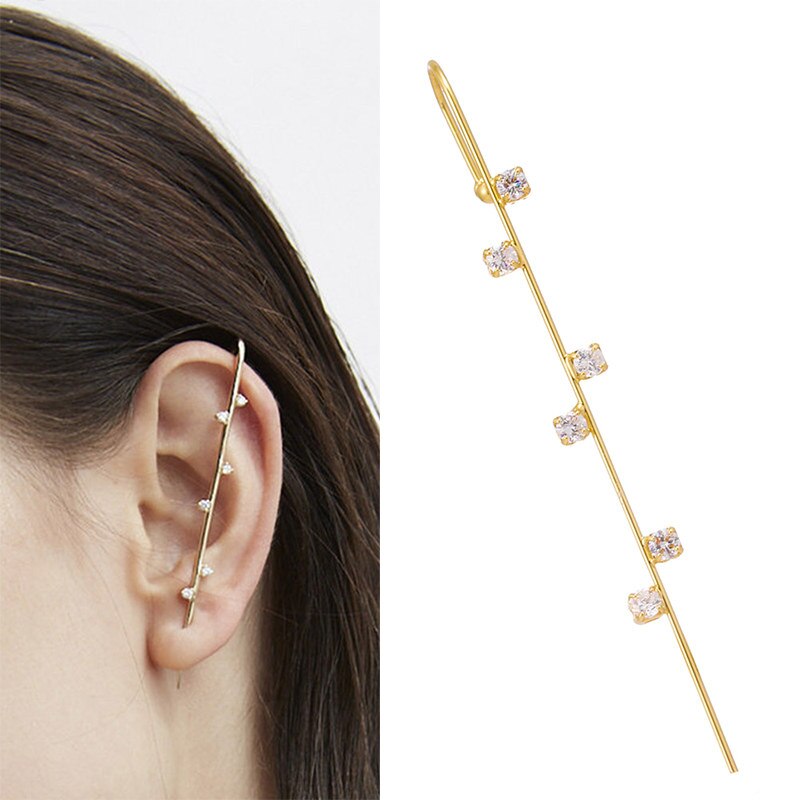 Vkme charm kristal oor klimmer ketting link oorbellen voor dames heren gouden stud manchet oorbellen parel haak oorbel sieraden: 9