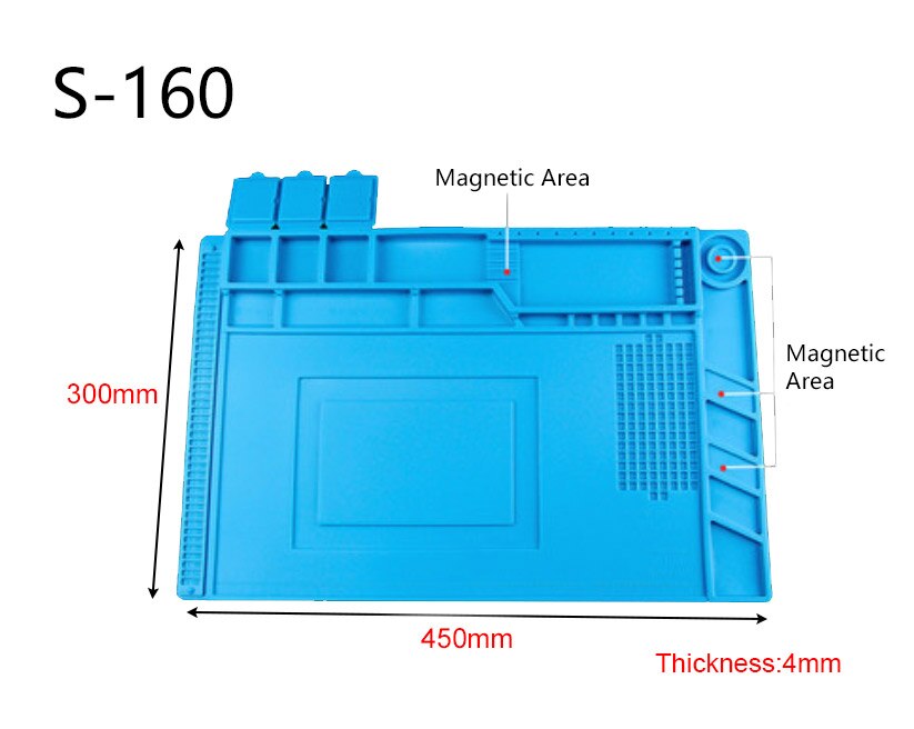 Isolatie Silicone Solderen Pad Mat S-170 S-160 S-150 S-140 Bureau Onderhoud Platform Voor Reparatie Station Wit Magnetische: S160