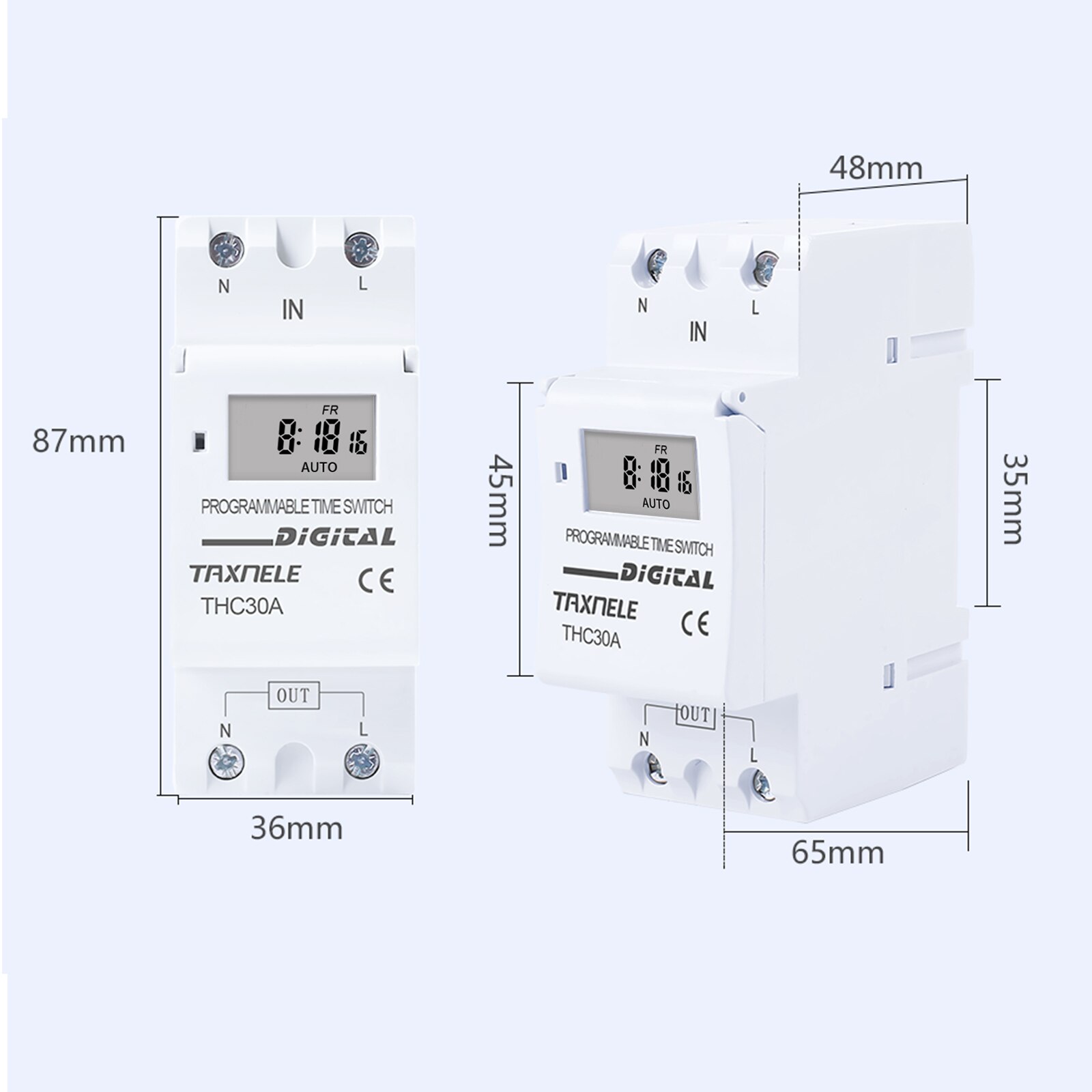 type Din Rail 2 wire Weekly 7 Days Programmable Digital TIME SWITCH Relay Timer Control AC 220V 230V 12V 24V 48V 16A 30A