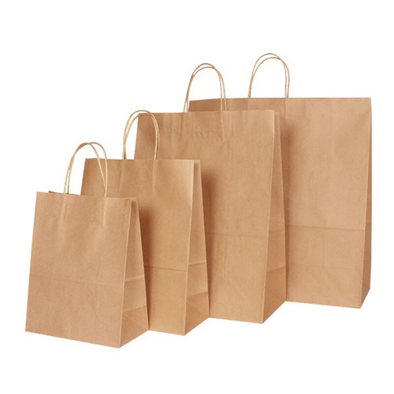10 Stks/partij 4Size Kraft Diy Multifunctionele Kerstmis Nieuwjaar Papieren Zak Met Handvat Doek Boodschappentas