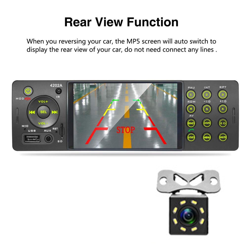 4 Inch Car Embedded Head Unit Single Din Automatic Radio Bluetooth Autoradio USB SD Auxiliary FM Receiver Hands-Free Huilt-In HD