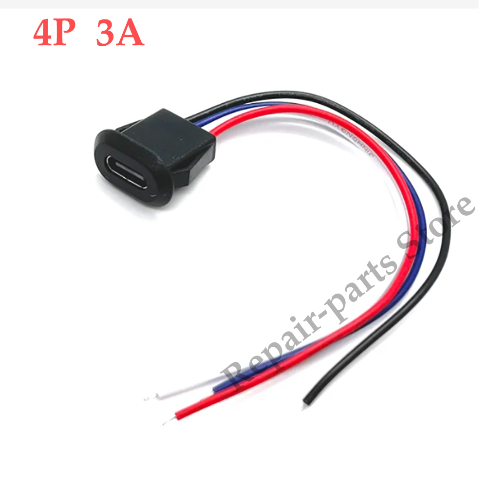 2 ~ 10PCS USB Typ-C Wasserdichte USB Stecker Direkte kompression weibliche basis Buchse Lade Interface Mit schweißen Draht: Elfenbein / Unter 5 Stücke