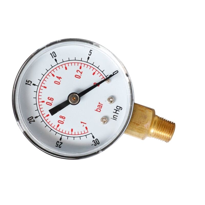 Vacuum Pressure Gauge 52mm -1/0 Bar -30" Hg 1/8 BSPT Bottom Connection Monitor