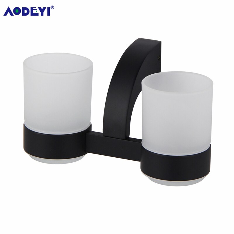 Aodeyi sort badeværelse tilbehør kappe krog håndklæde bar ring papirholder sæbeskål toiletbørste holder bad hardware sæt sæt: Tandbørsteholder b
