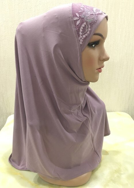 DIANRUO 60X60CM Women Decorative Lace Scarf turban Solid Shawls Pleated Headband Hijab Muslim Wraps Scarves scarf N405: 2