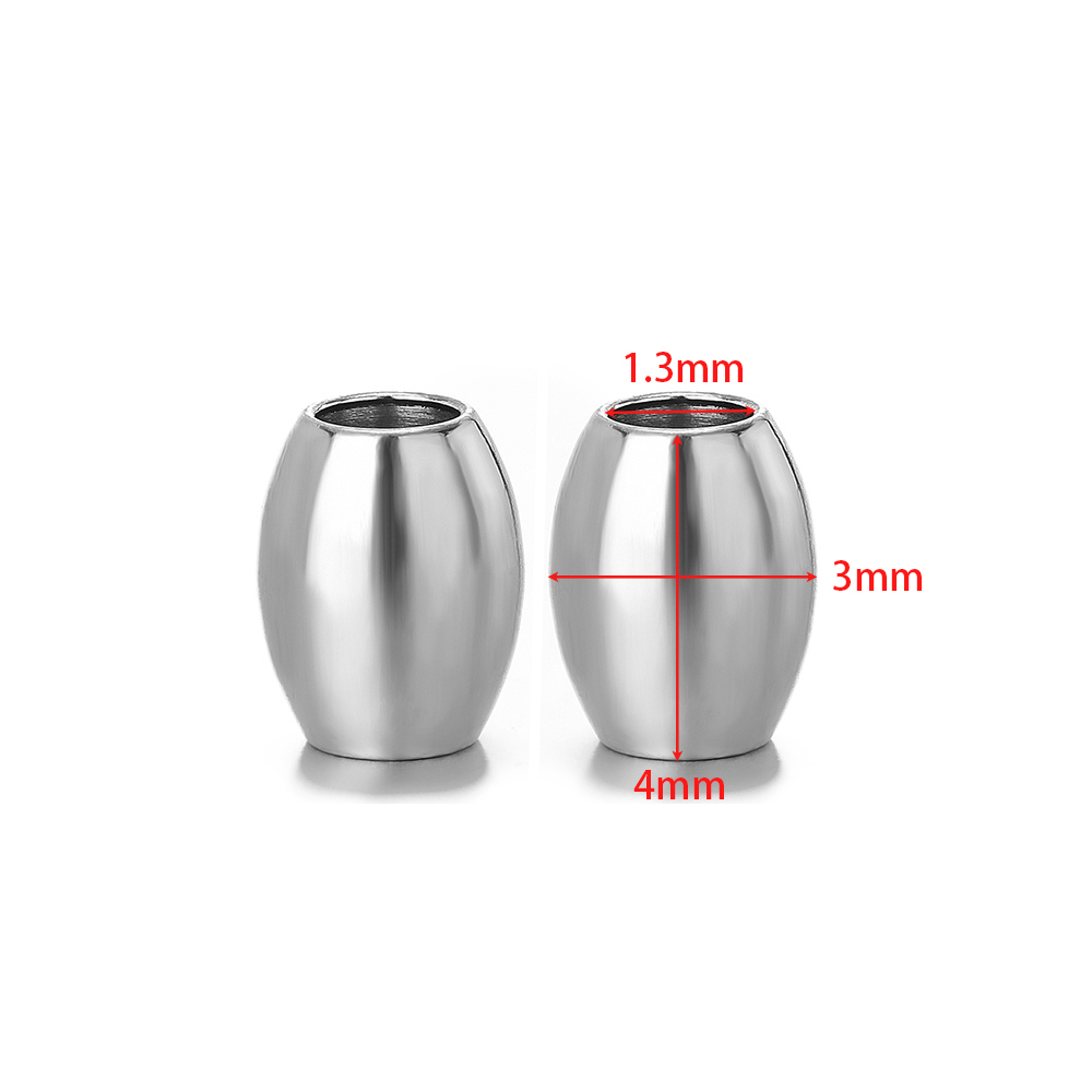 50 stuks 18k vergulde roestvrijstalen ovale cilinderkralen spacer losse kraal voor doe-het-zelf armbanden ketting sieraden maken bevindingen: GRIJS