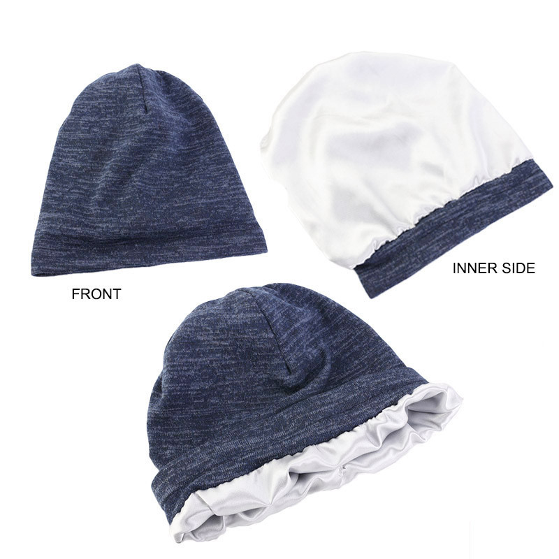 unisex donna uomo cappello da notte gonfio berretto fodera in raso notte berretto da notte cura dei capelli cofano copertura per la perdita dei capelli cappellino da notte Maglione cappelli