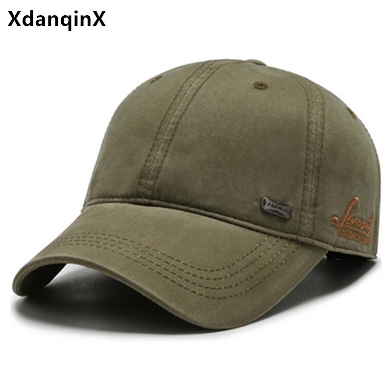 XdanqinX adult men's baseball cap cotton sports caps for men snapback cap adjustable size casual brand cap male bone fishing cap