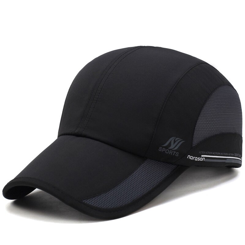 Unisex sommer mand baseball cap mænd kvinder hætter hurtig tør hat knogle mandlige klatring løbende sport hatte: Sort
