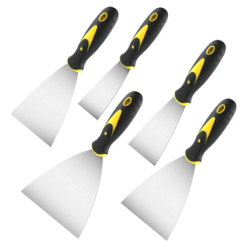 5Pcs Putty Knife Set 1.5/2/3/4/5 Inch Spackle Knife Set Stainless Steel Cleaning Shovel for Remove Wallpaper