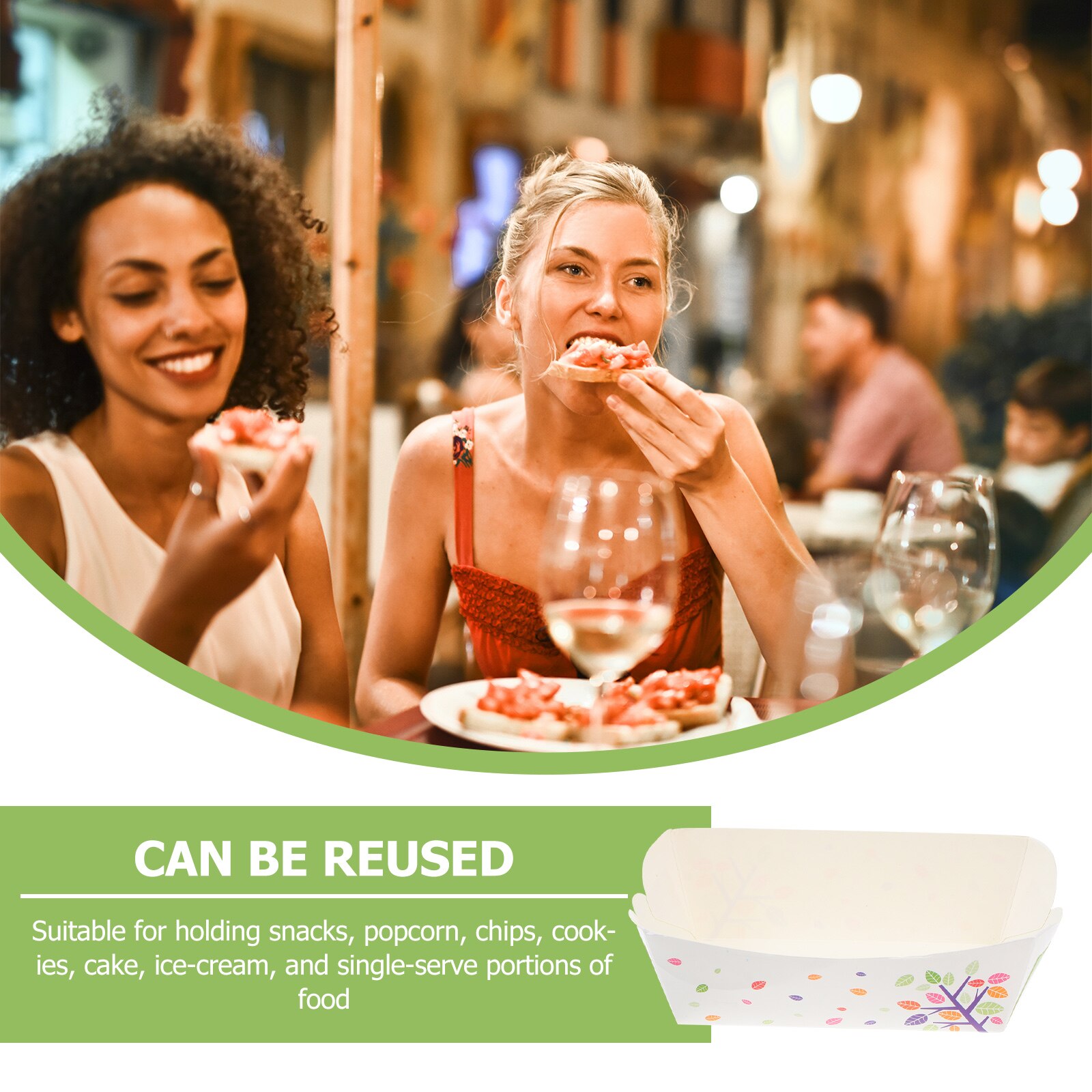 100pcs Disposable Food Tray Paper Snack Packing Box Practical Food Wrapping Box