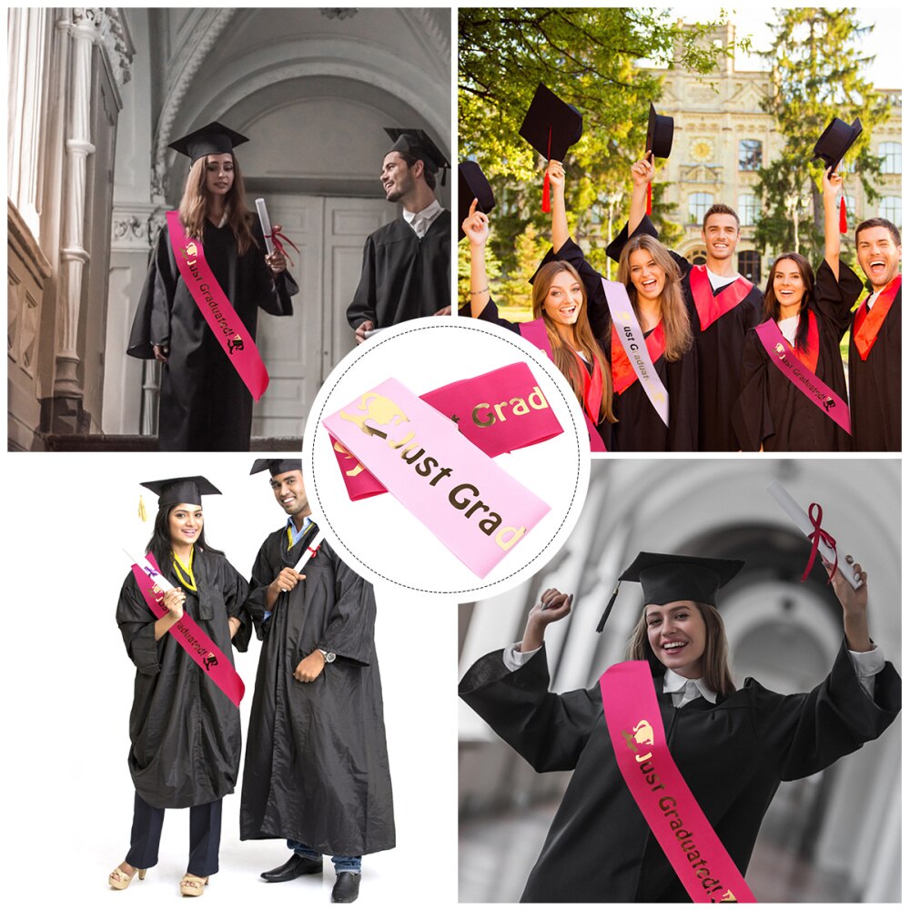 2Pcs Graduation Series Etiquette Belt Set Graduation Party Supplies Prom Favors Sash Graduation Party Decor (1Pc Pink +