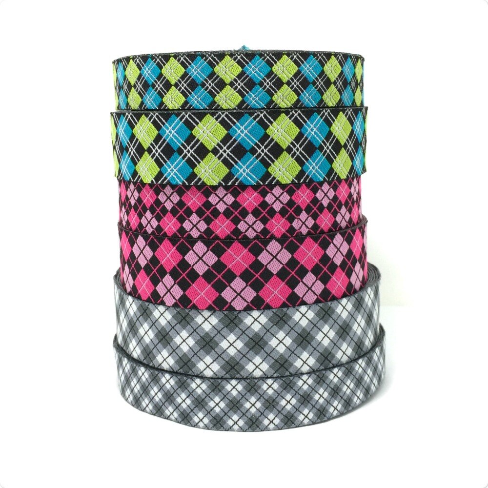 7/8 "22 MM EN 5/8" 16 MM 10Y/SETS 100% polyester enkel gezicht Jacquard Geweven lint Diagonaal raster serie 3 kleuren kiezen