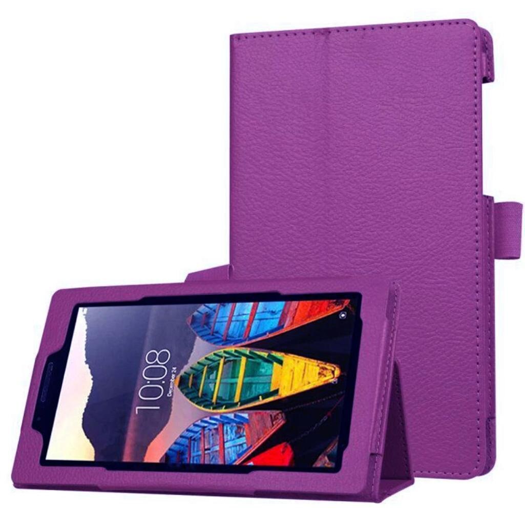 Étui en cuir pu pour lenovo tab 3 7 essential 3 étui 710 rabat flexible 710i fin 710f tb3-710f support: Violet