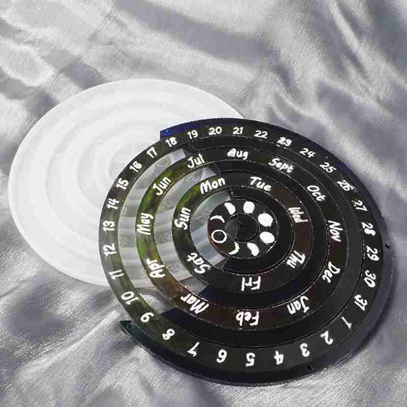 DIY Crystal Epoxy Resin Mould Weekly Calendar Board Hanging Plate Perpetual Calendar Listing Silicone Making Mold Tool For Resin