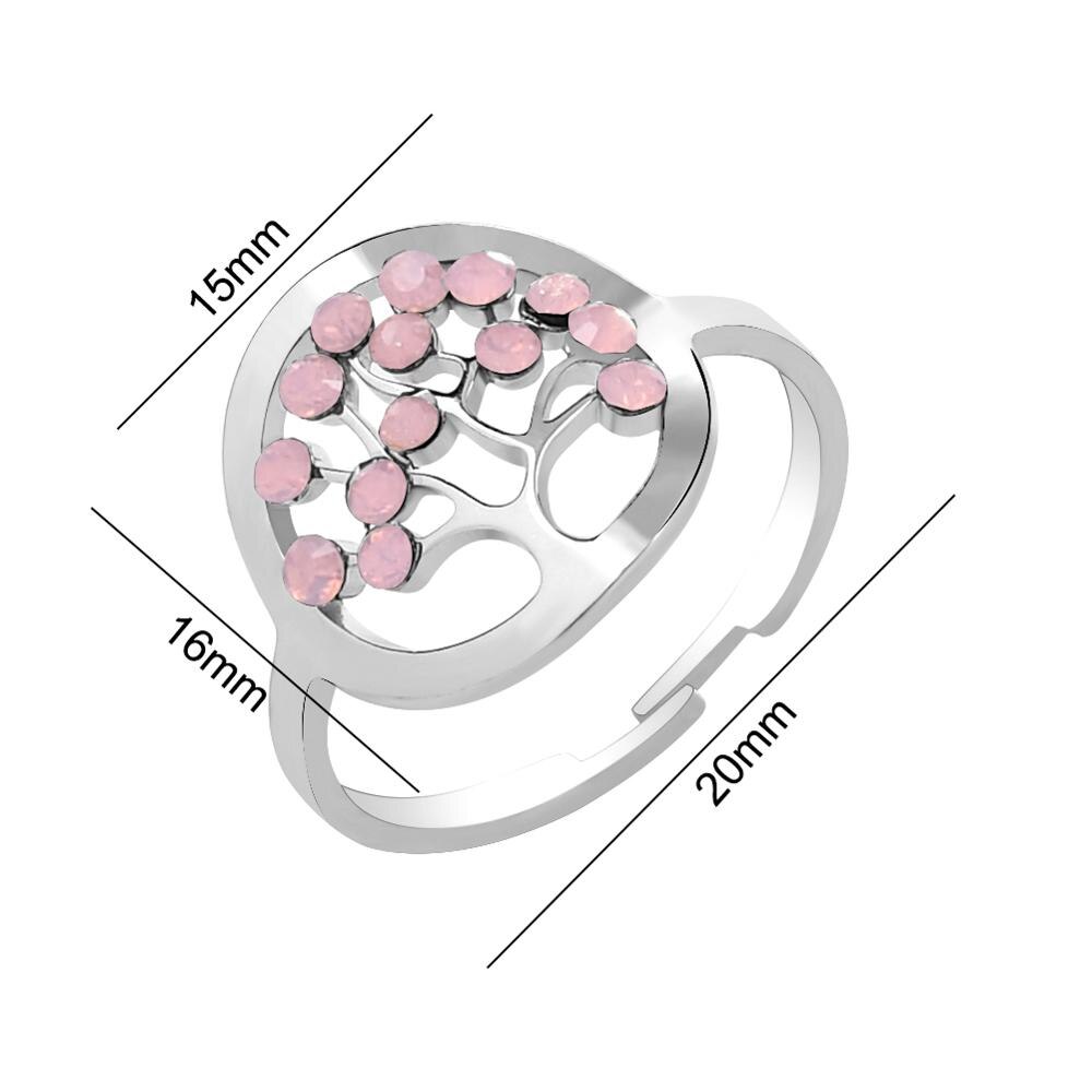 Bagues arbre de vie en acier inoxydable pour femmes, anneau à motif de cristal réglable, bijoux de fête de mariage pour filles, de Couple à la: -2