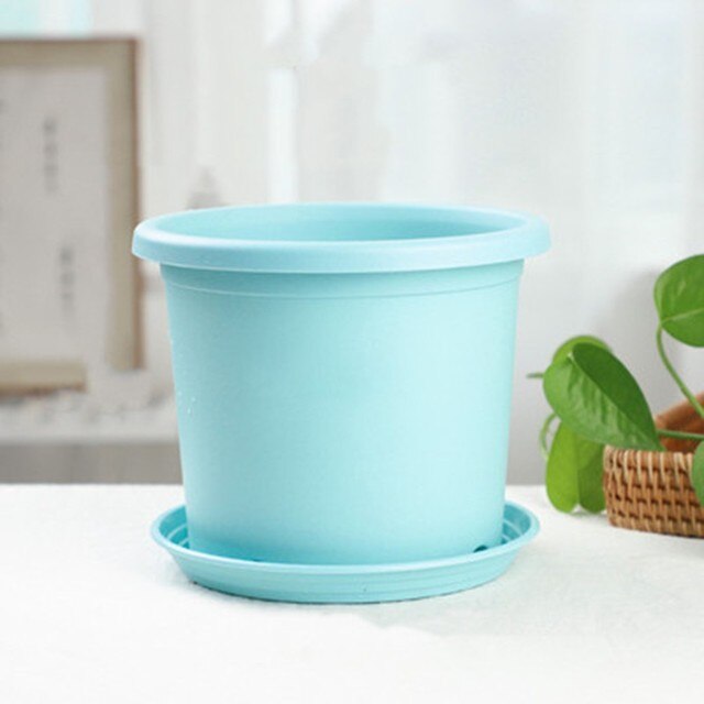 Jardinière hydroponique automatique en plastique, arrosage automatique, Pot de fleurs de couleur unie, suspension murale en résine, balcon de jardin Durable: sky blue