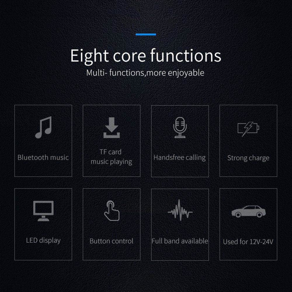 Fm-modulator, bluetooth-autoradio met  mp3 spelers, fm-zender, draadloze radioadapter, dubbele usb-uitgang, snellader, handsfree bluetooth-kit