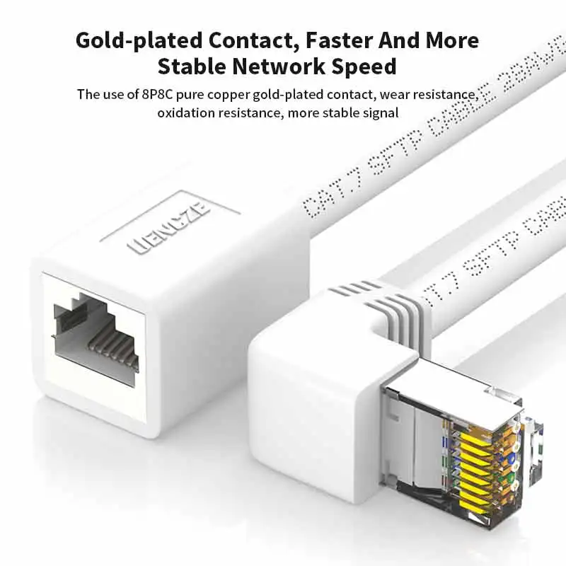 Rj45 stk. katt. 7 nettverkskontaktledning 10 gigabit albue datamaskiner bredbåndstilkobling forlengelseslinje  rj45 hann-til-hunn-forlenger