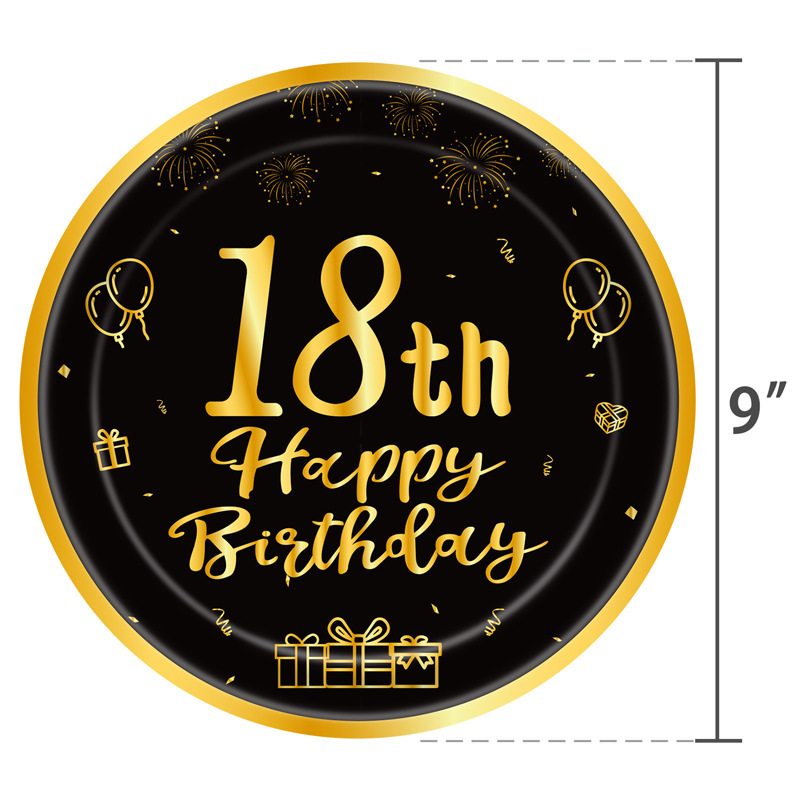 18e verjaardagsfeestje decoratie thema voor evenement benodigdheden taart toppers hangende banner servies set borden kopjes servetten tafelkleed