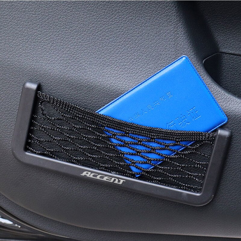 1 borde Interior de la carrocería del coche, accesorios de almacenamiento de red elástica para Hyundai Accent