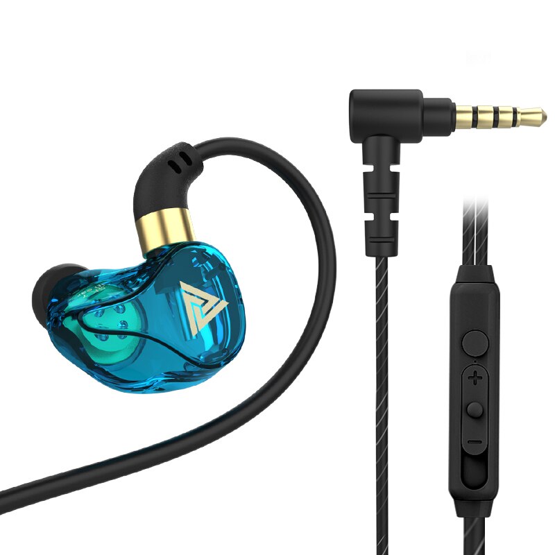 QKZ-Auriculares deportivos SK7 con controlador Dual, dispositivo de audio HD con conector de 3,5mm, micrófono, música, 3,5mm: Lighting Blue Mic