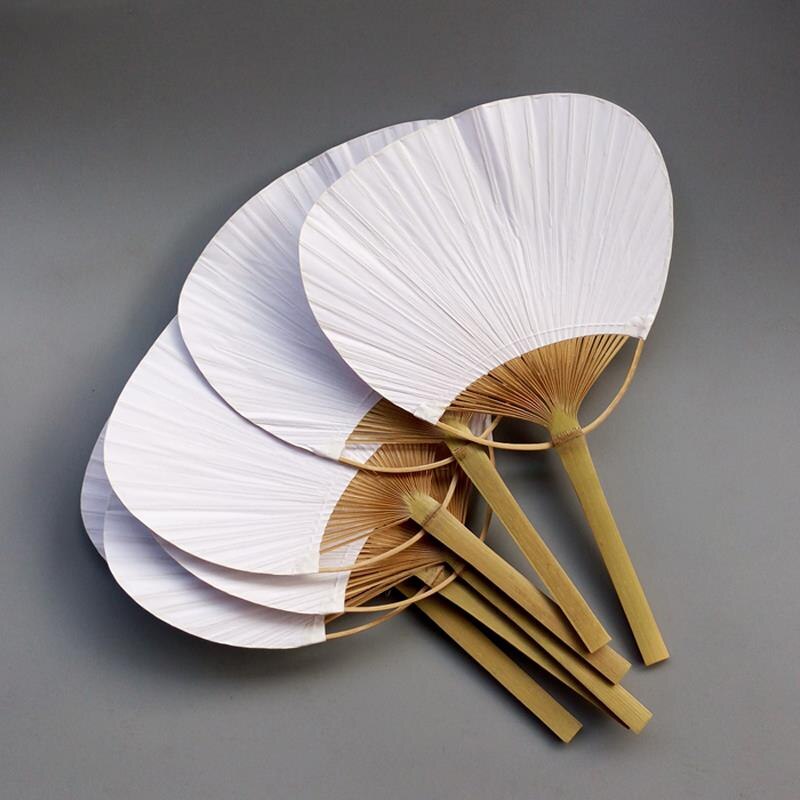 24Pcs/Lot Wedding White Paddle Fan For Wedding Decoration