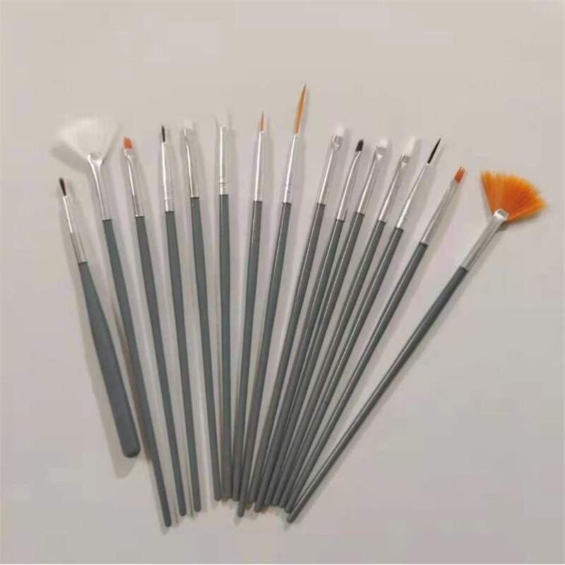 15Stck Kuchen Dekorieren Werkzeuge Backen Stift Zubehör Multifunktions Glasur Gebäck Pinsel Fondant Kuchen Malerei Pinsel Nagel Pinsel Stift: Schwarz