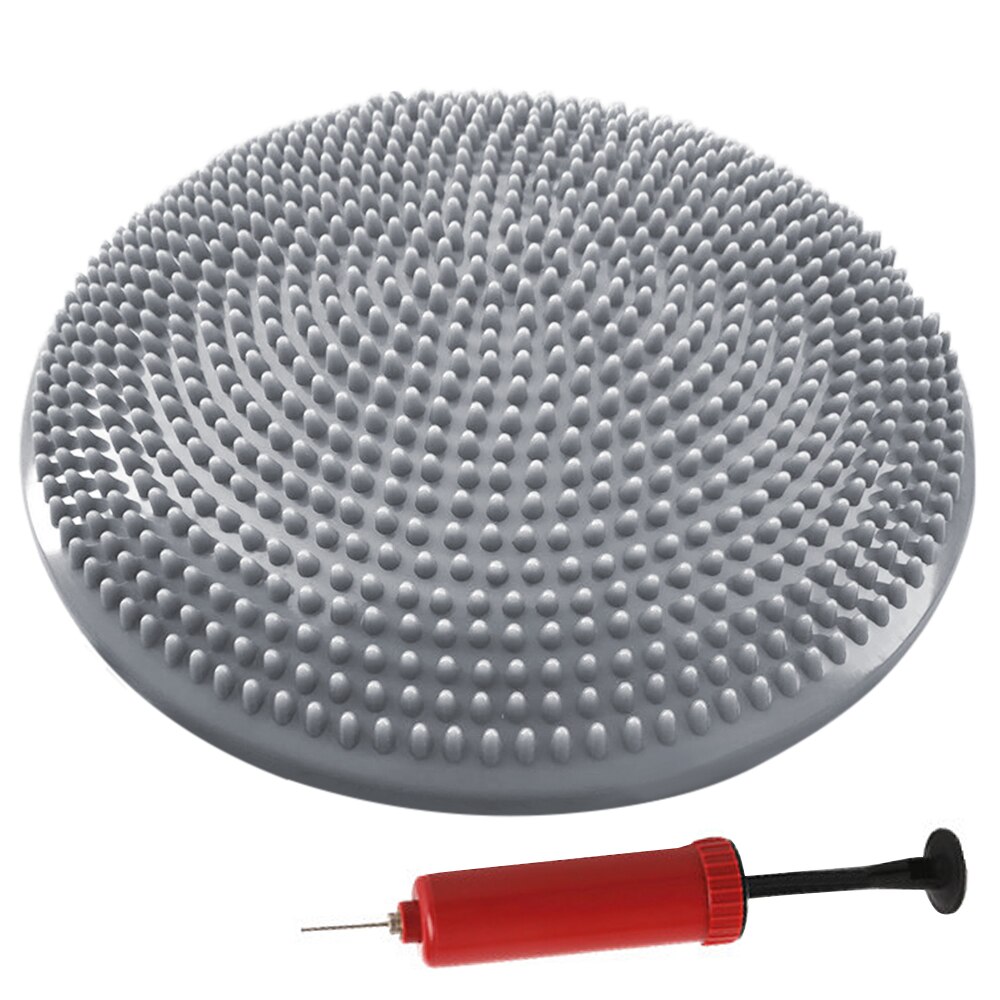 33CM Yoga Balance Disc Inflatable Stability Wobble Cushion Free Hand Pump PVC Anti-slip for Adults and Kids Improve Balance: Gray