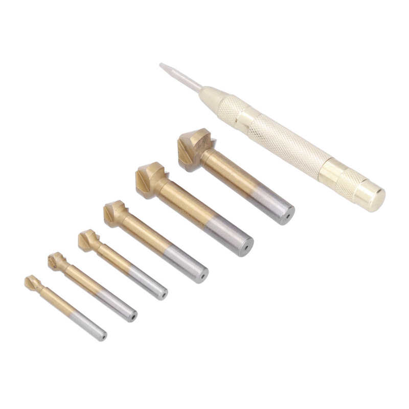 Countersink Drill Bit Set Beautiful Appearance Countersink Center Punch Tool Sturdy Durable for Reaming for Chamfering for Wood