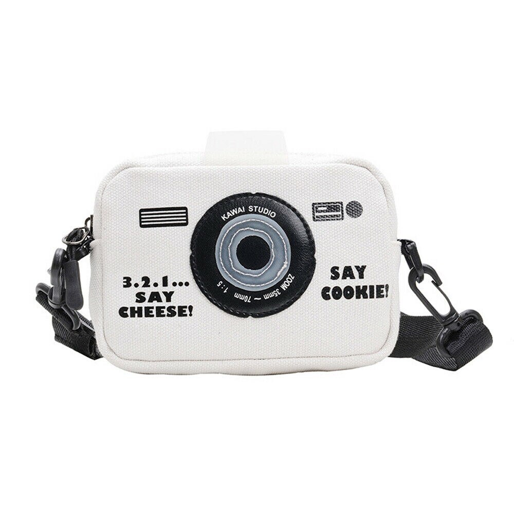 Kids Messenger Bags Canvas Camera Tas Wilde Portemonnee Meisjes Accessoires Tas Cool: WHITE