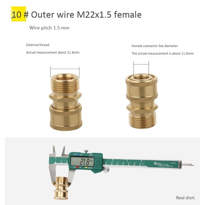 Pressure Washer Adapter Set Quick Connect Nozzle to Wand M22 14mm to 1/4 Inch