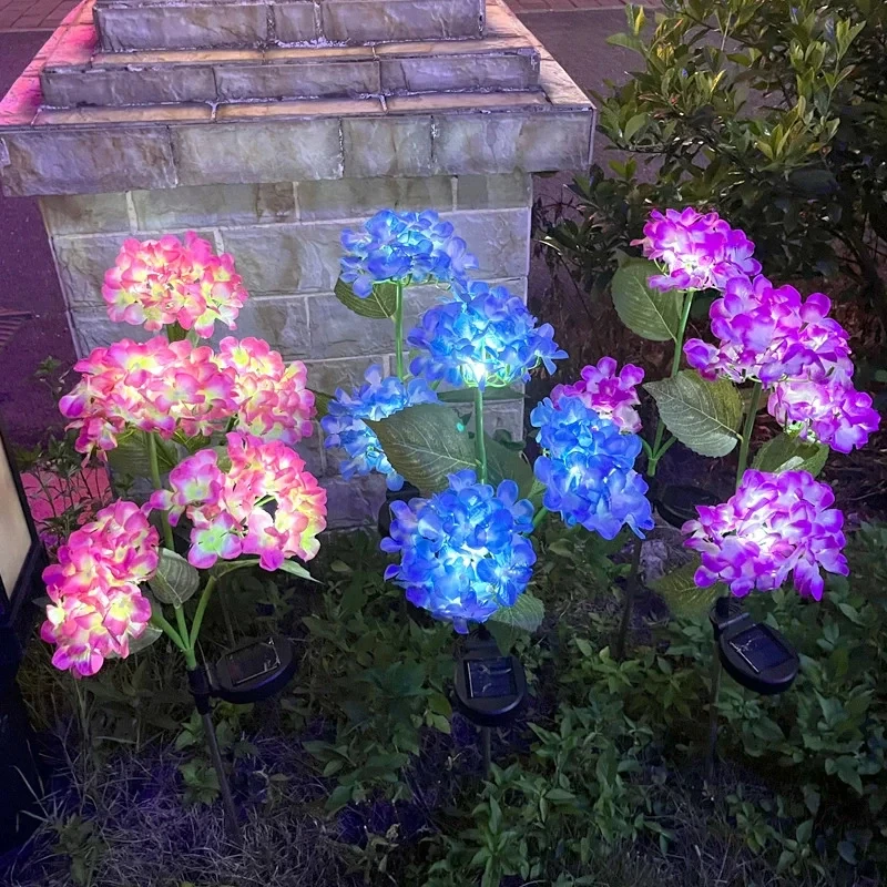 Led simulering blomsterlampe havelampe udendørs soldrevet broderet kugleblomsterlamper gårdspladsdekoration