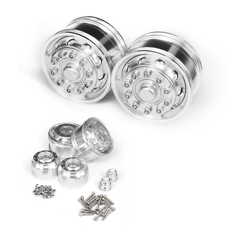 Cubo de rueda delantera de Metal LESU para 1/14 RC Tamiya Tractor camión ejes no impulsados