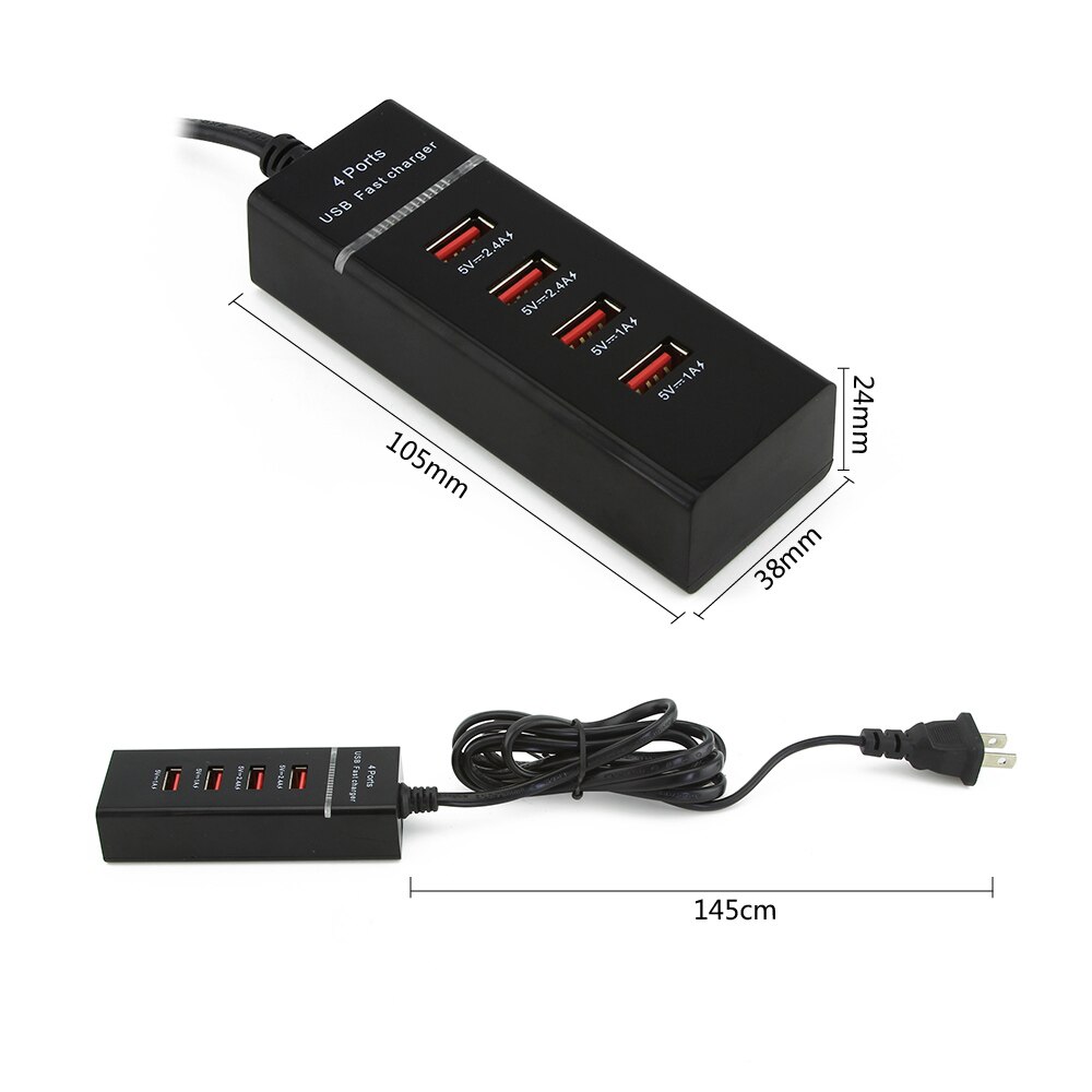 Portable 4 Ports USB Hub Charger Desktop Wall Charger AC Power Adapter EU/AU Plug Slots Charging Extension Socket Outlet