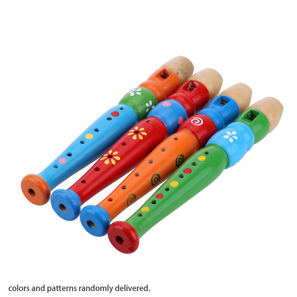 Wooden Piccolo Flute Sound Musical Instrument Early Education for Baby Kid Child (Color Random)