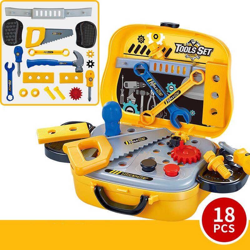 Kids Toolbox Kit Educational Toys Simulation Repair Tools Toys Drill Plastic Game Learning Engineering Puzzle Toys For Boy: 18pcs