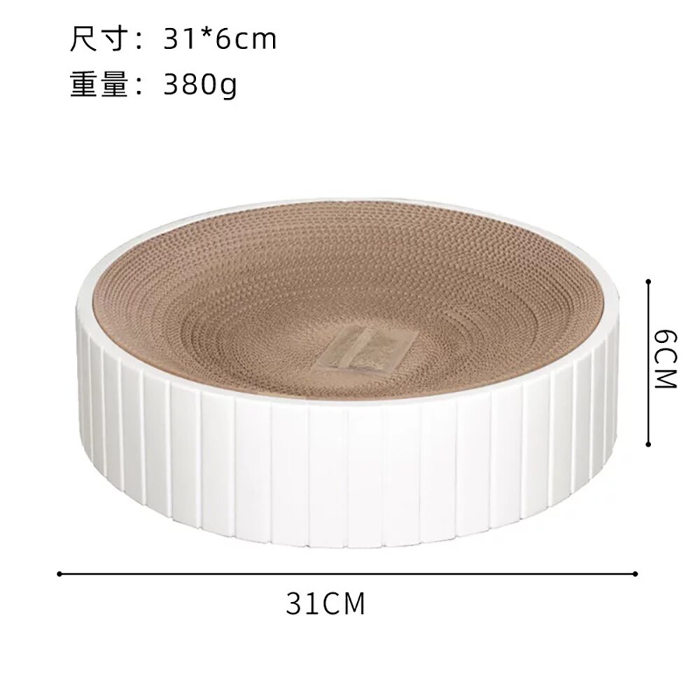 Round Cat Scratcher Grinding Claws Cardboard Corrugated Paper Wear Resistant Scratcher Pad Relaxing Cat Bed Supplies: white