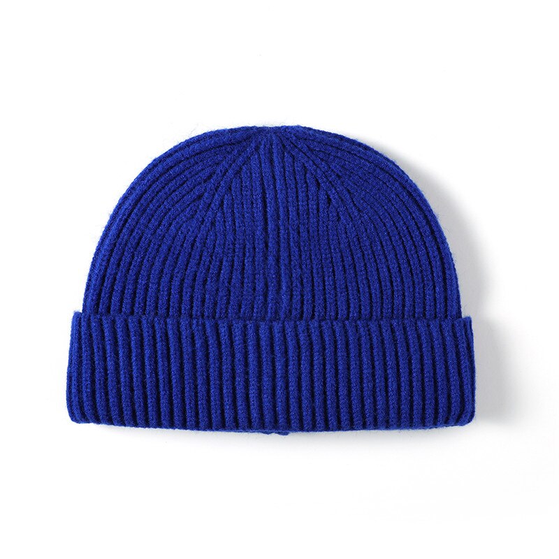 Gebreide muts zachte wintermuts warme kap docker skullcap dames heren hiphop effen muts outdoor muts met omslag meloen volwassen: Koningsblauw