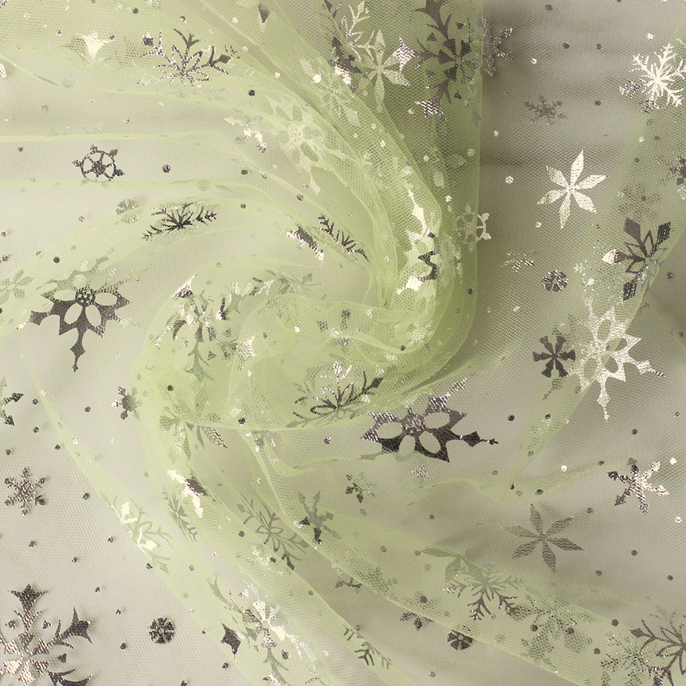 Silver Snowflake Tulle Mesh Fabric Girl Doll Dress Christmas party wedding Decration DIY Sewing Cloth accessories: M / Yellow