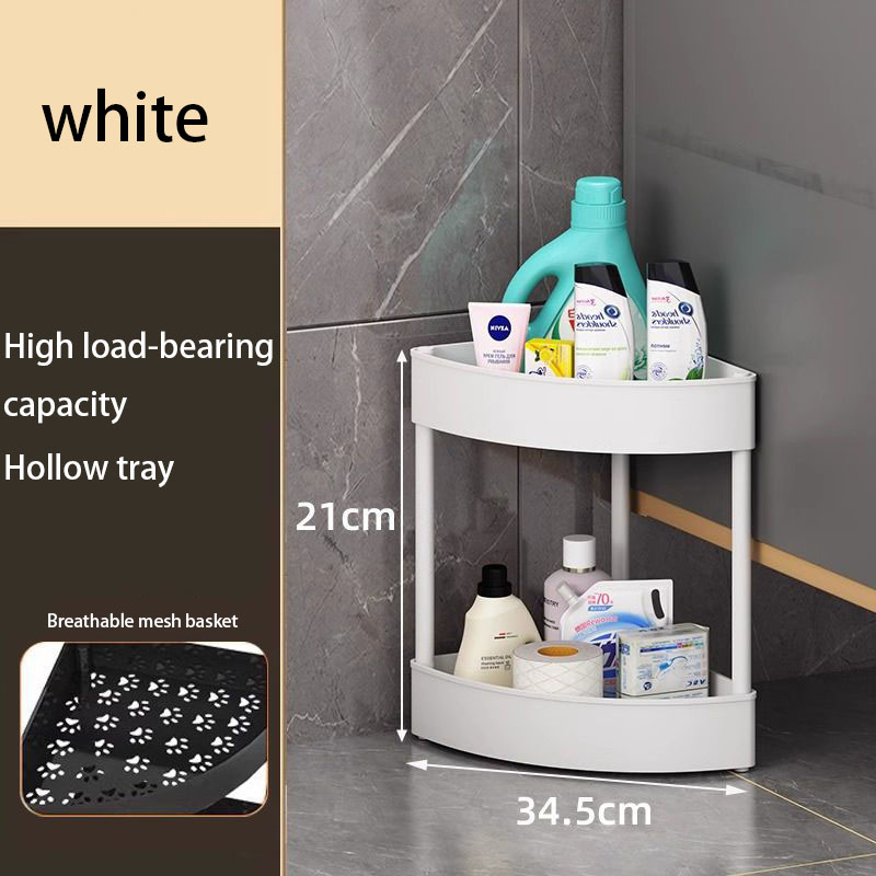 Bathroom Shower Gel Corner Rack Multi-layer Mobile Storage Rack Living Room Snack Rack Debris Kitchen Storage Shelf: WHITE