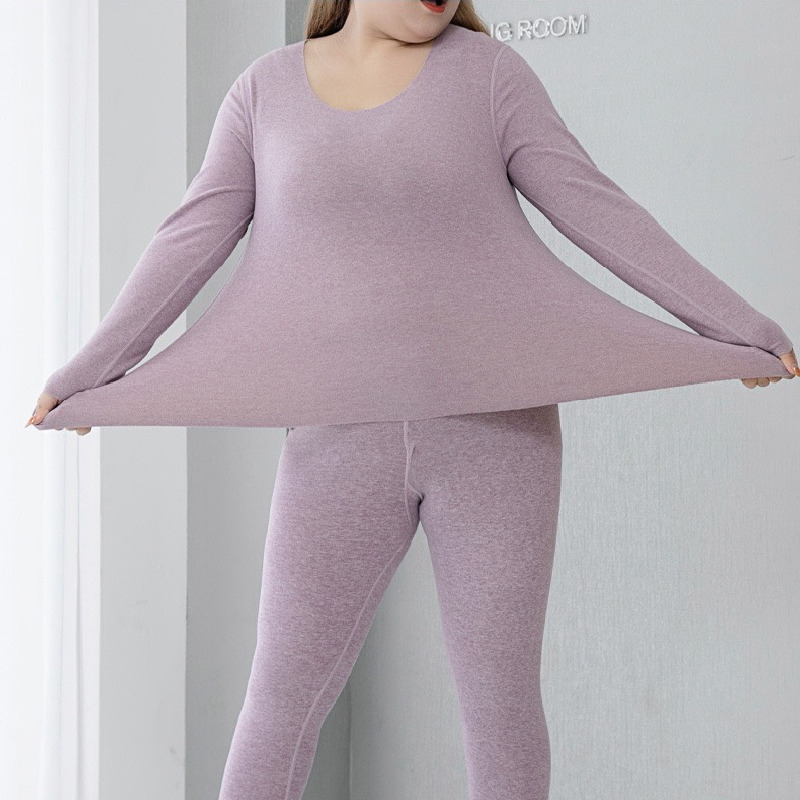 Bielizna termiczna damska plus rozmiar podszyty polarem zestaw kalesonów zimowa bluza i spodnie piżama miękkie ciepłe ubrania Homewear ouc1236