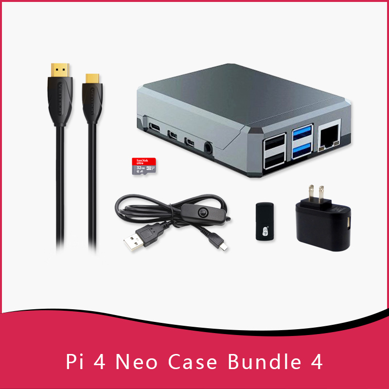 Argon neo raspberry  pi 4 etui minimalistisk slankt aluminium kabinet passiv køling robust, men bærbar glidende magnetisk top: Neo case bundle 4
