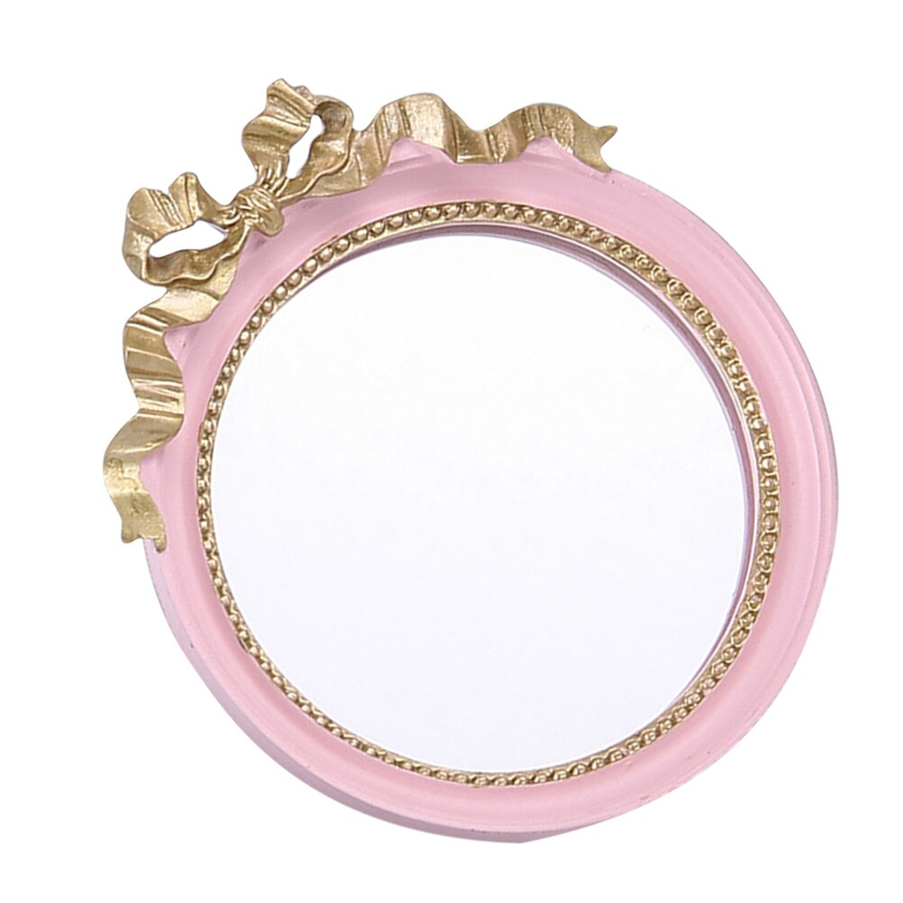 1Pc Resin Mirror Small Mirror Bowknot Mirror Round Make Mirror for Outdoor Trip Home