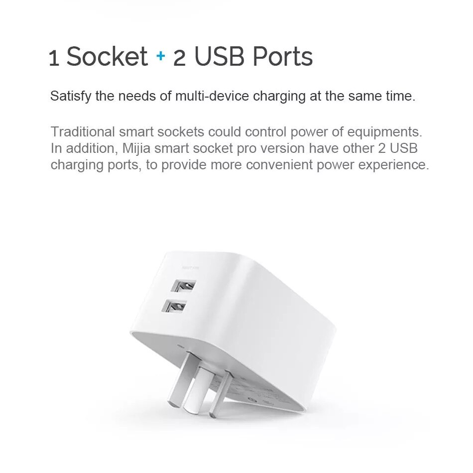 Xiaomi Mijia Smart Socket Bluetooth Gateway Edition Dual USB Smart WIFI Socket Power Adapter Mijia Smart Home Device