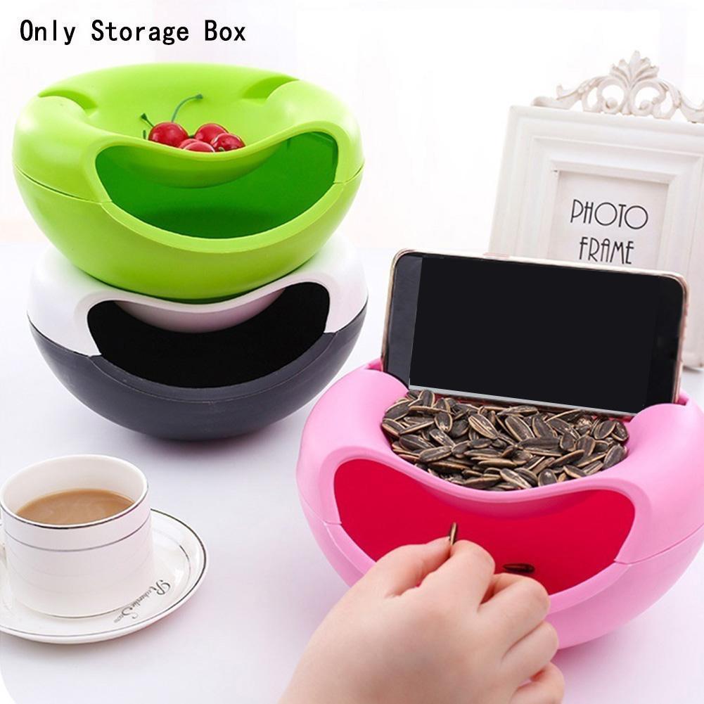 Lazy Snack Bowl Plastic Double-Layer Snack Storage Box Bowl Fruit Bowl And Mobile Phone Bracket Chase Storage Artifact