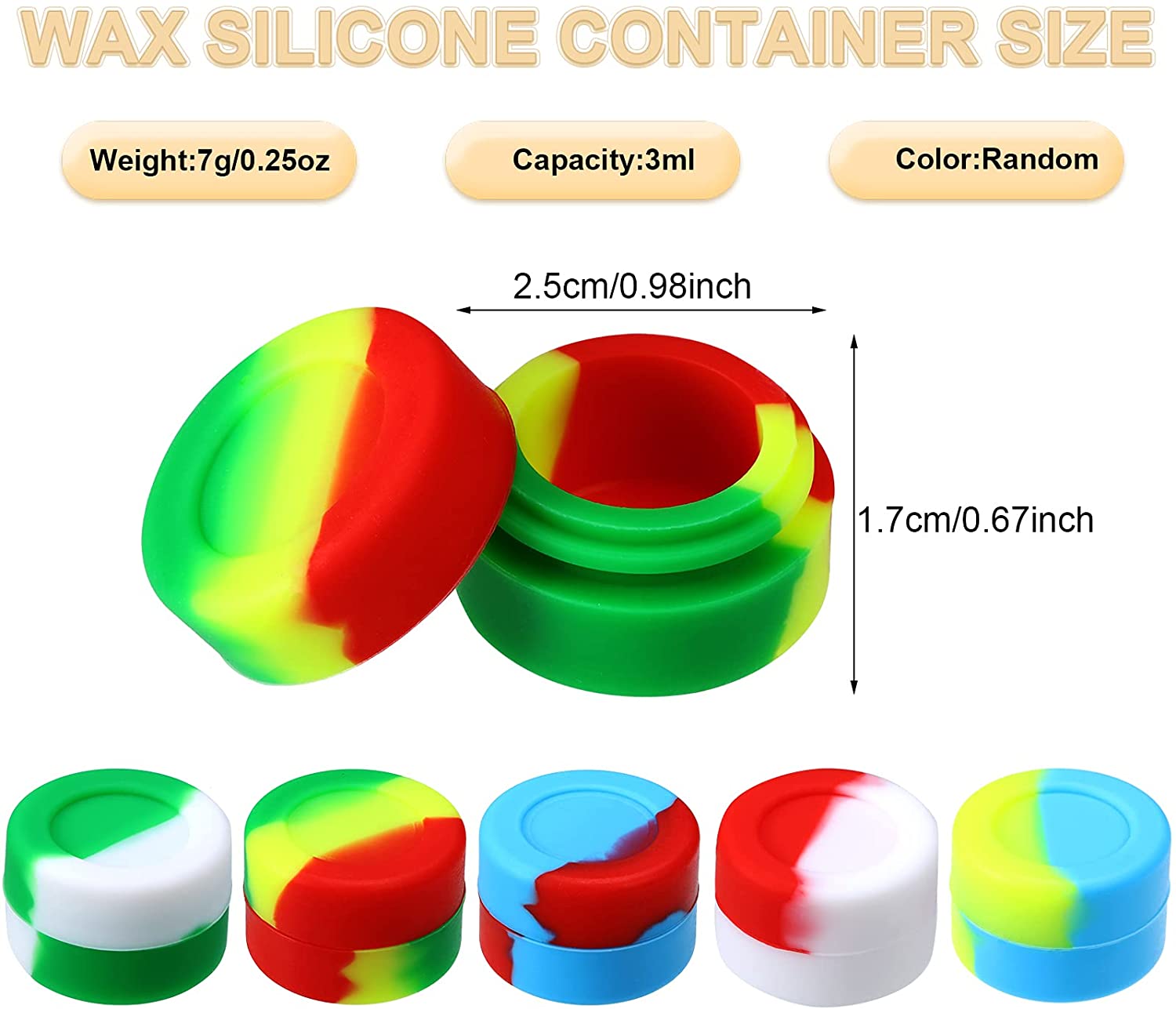 6 Pieces 3ml Silicone Wax Dab Containers