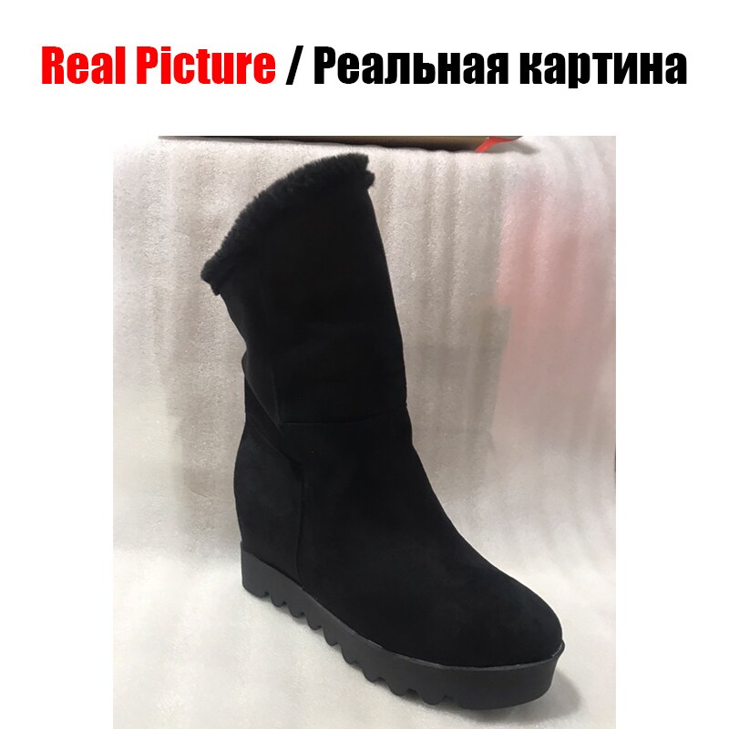 Doratasia Vrouwen Snowboots Winter Maat 34-43 Warm Bont Platform Enkellaars Vrouwen Slip-On Lady hoogte Toenemende Schoenen Vrouw